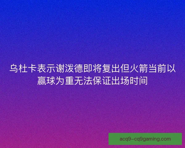乌杜卡表示谢泼德即将复出但火箭当前以赢球为重无法保证出场时间