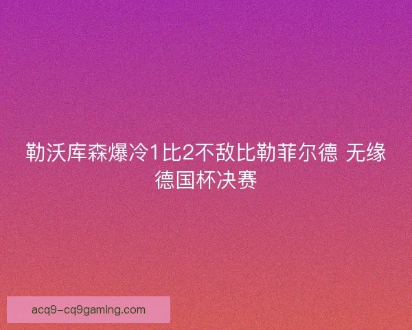 勒沃库森爆冷1比2不敌比勒菲尔德 无缘德国杯决赛